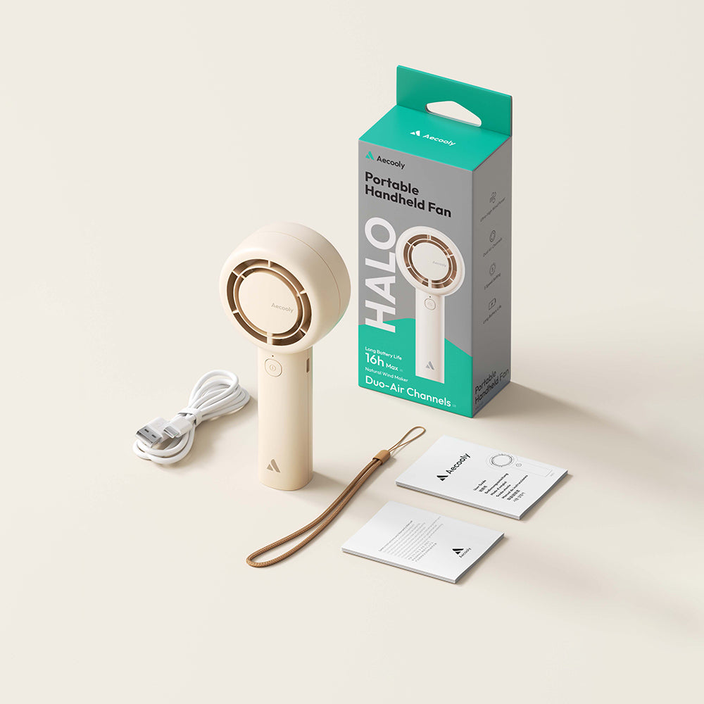 Aecooly PB01 İç Spiralli Çift Halka Hava Akışı Teknolojili 5 Kademeli Portatif Soğutucu El Fanı
