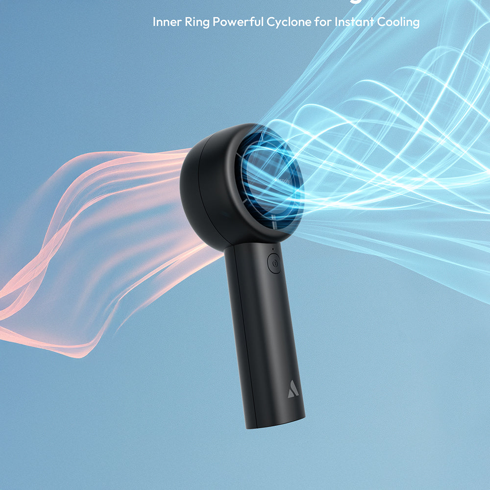Aecooly PB01 İç Spiralli Çift Halka Hava Akışı Teknolojili 5 Kademeli Portatif Soğutucu El Fanı