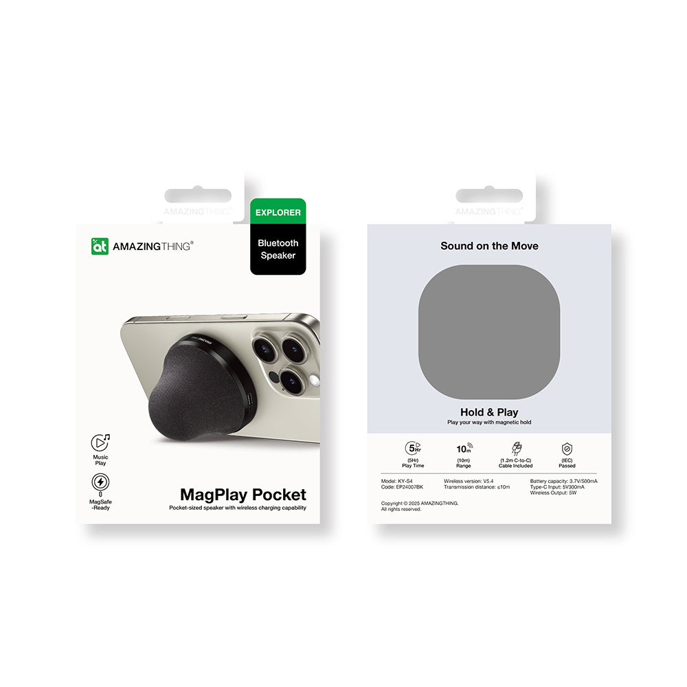 Amazingthing MagPlay Pocket Wireless Şarj Destekli Mini Bluetooth Speaker Hoparlör v5.4
