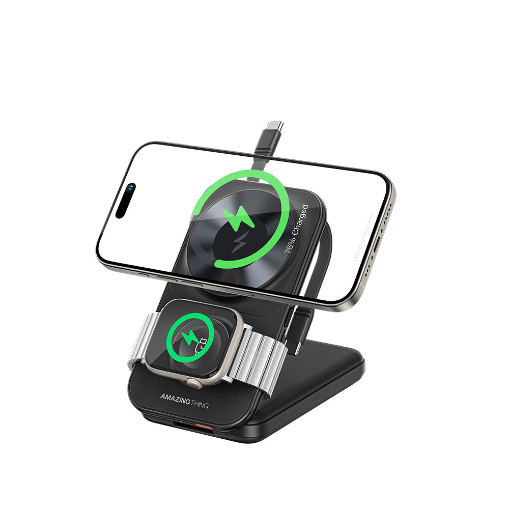 Amazingthing Thunder Pro Mag 6in1 PD22.5W Katlanabilir Standlı Kablosuz Powerbank 8000mAh