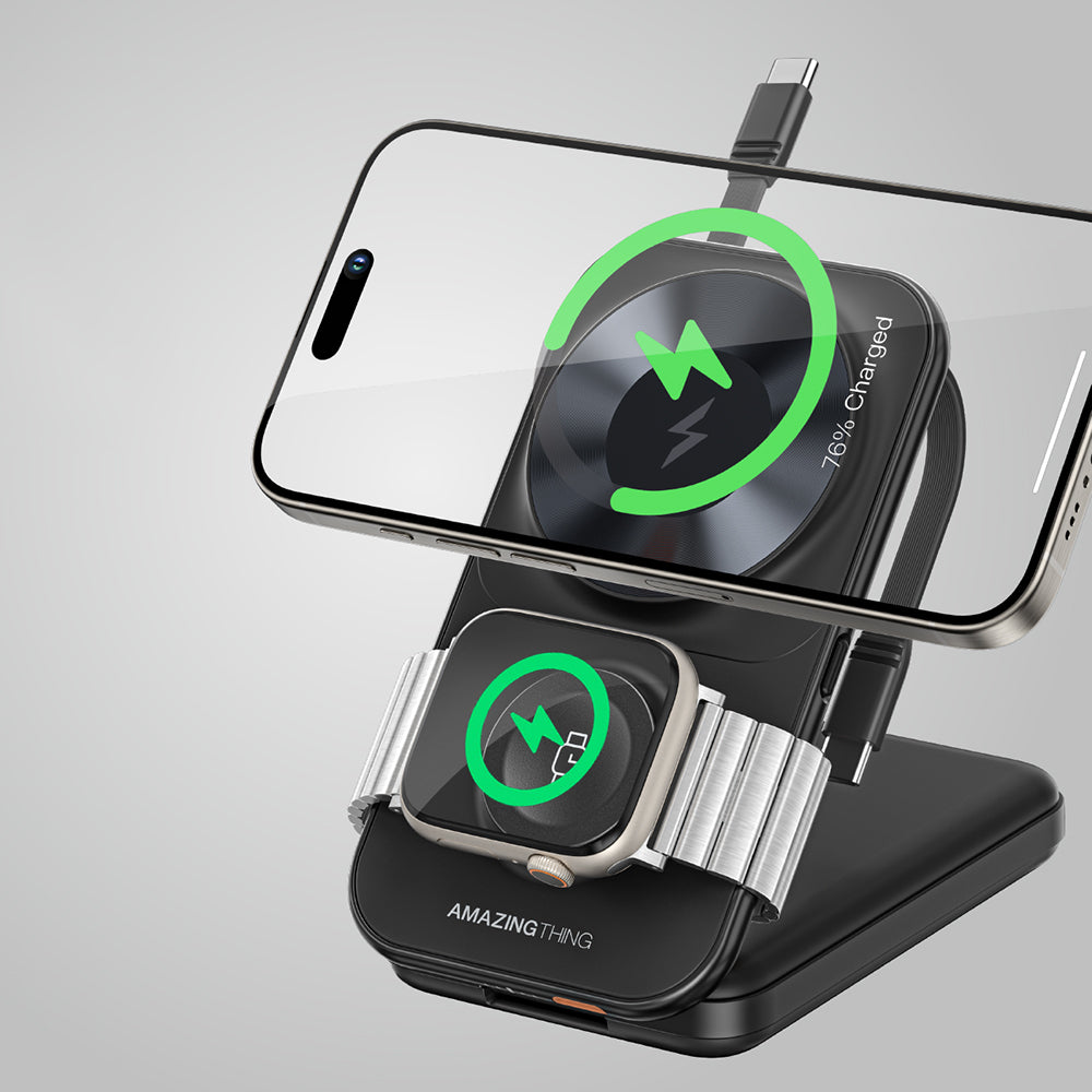 Amazingthing Thunder Pro Mag 6in1 PD22.5W Katlanabilir Standlı Kablosuz Powerbank 8000mAh