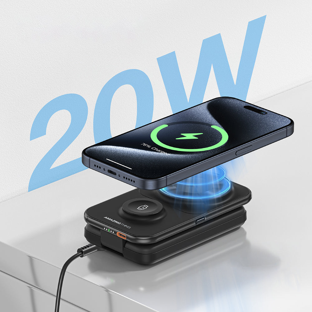Amazingthing Thunder Pro Mag 6in1 PD22.5W Katlanabilir Standlı Kablosuz Powerbank 8000mAh