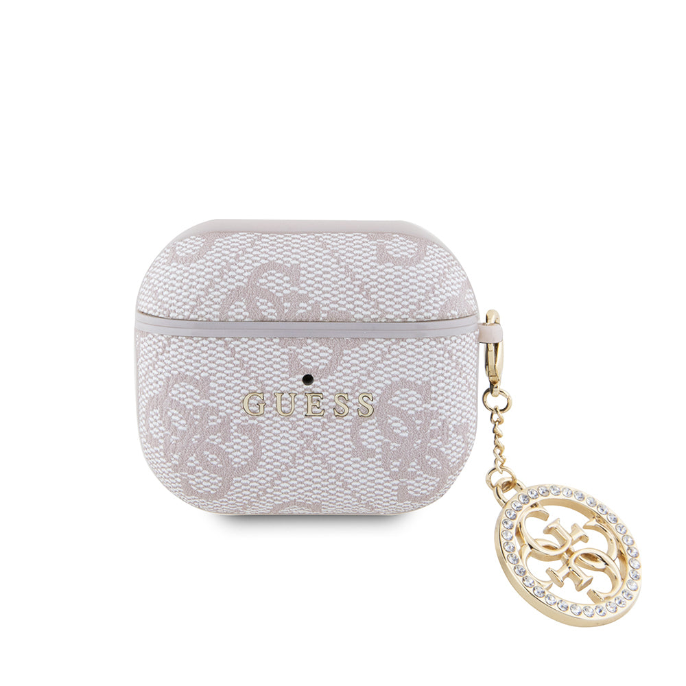 Airpods 3. Nesil Kılıf Guess Orijinal Lisanslı 4G Desenli Taşlı 4G Süs Zincirli Kılıf