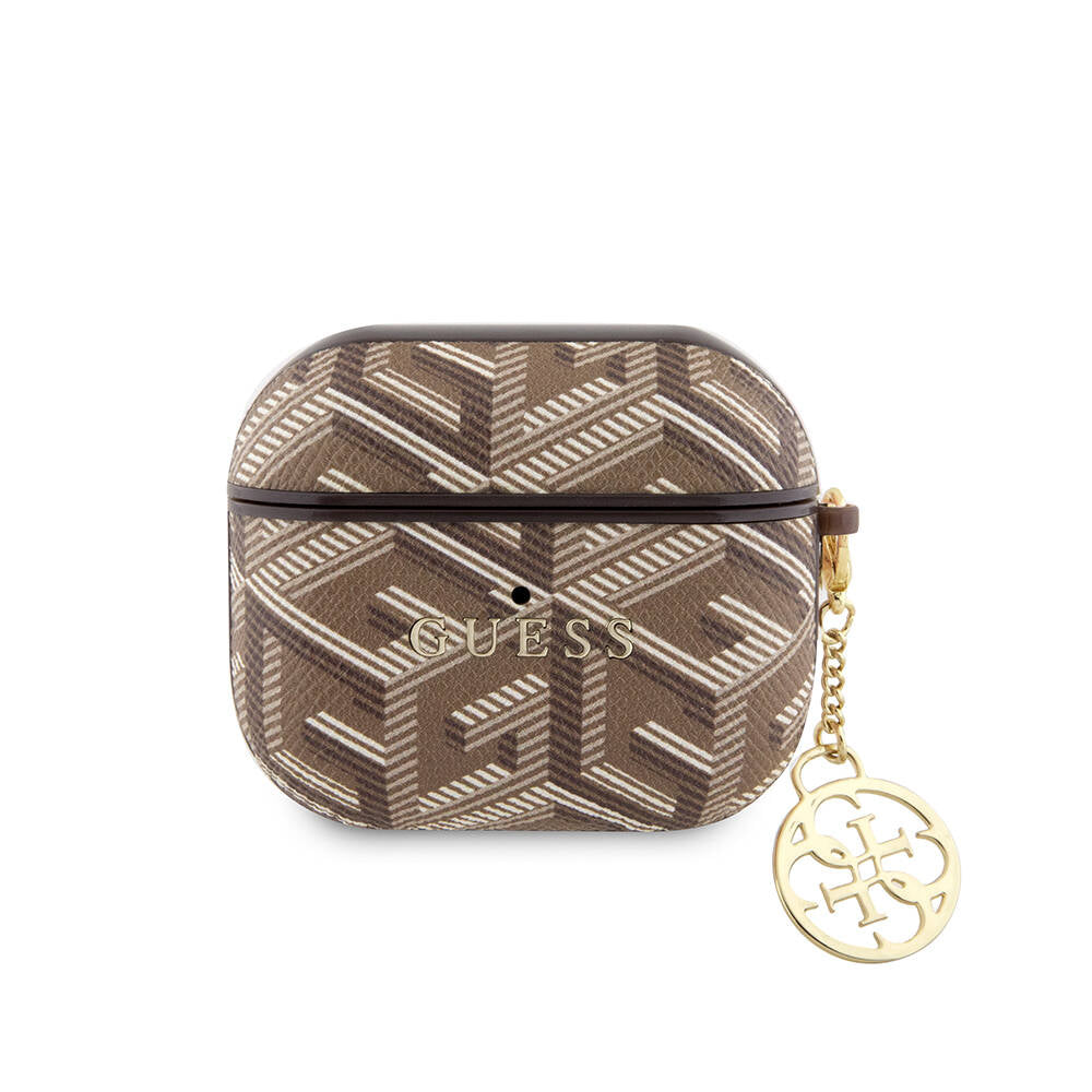 Airpods 3. Nesil Kılıf Guess Orijinal Lisanslı G Cube Desenli 4G Süs Zincirli Kılıf