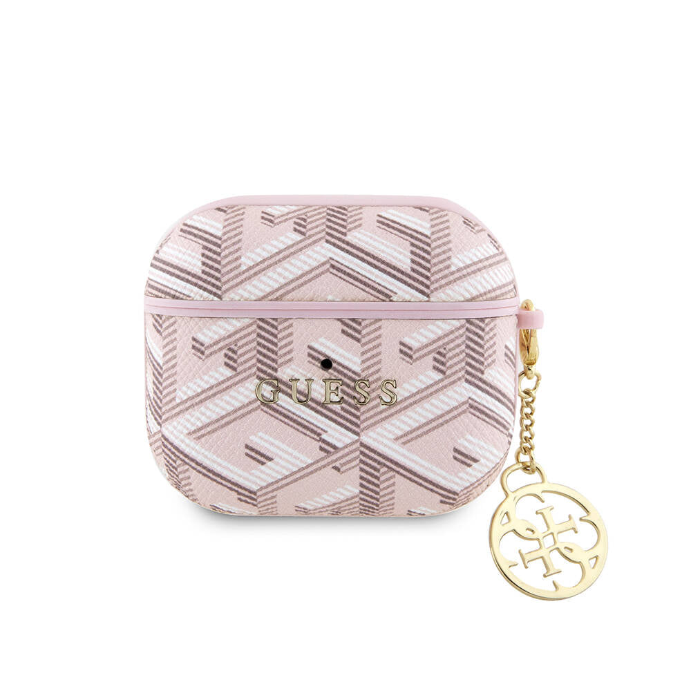 Airpods 3. Nesil Kılıf Guess Orijinal Lisanslı G Cube Desenli 4G Süs Zincirli Kılıf