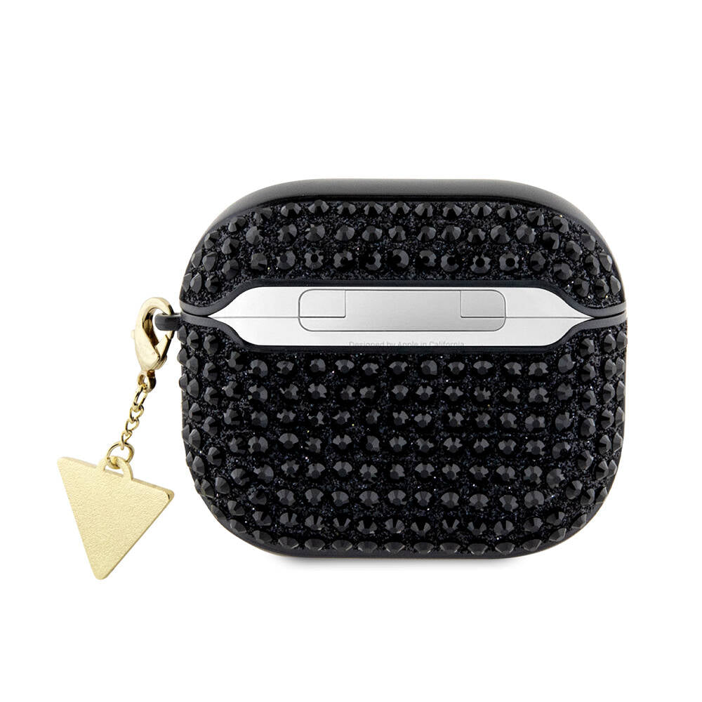 Airpods 3. Nesil Kılıf Guess Orijinal Lisanslı Parıltılı Taş Kaplamalı Üçgen Logo Süs Zincirli Kılıf