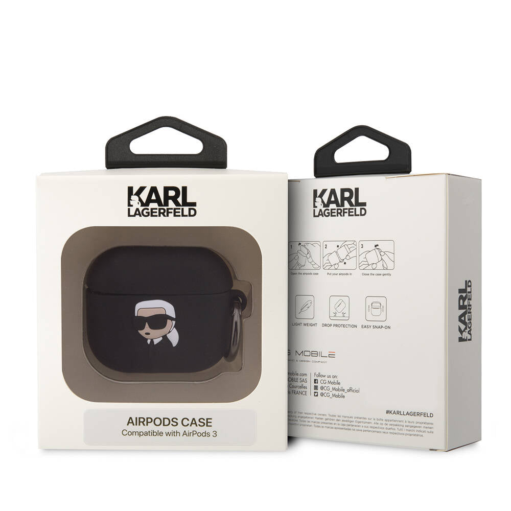 Airpods 3. Nesil Kılıf Karl Lagerfeld Orijinal Lisanslı Karl 3D Silikon Kılıf