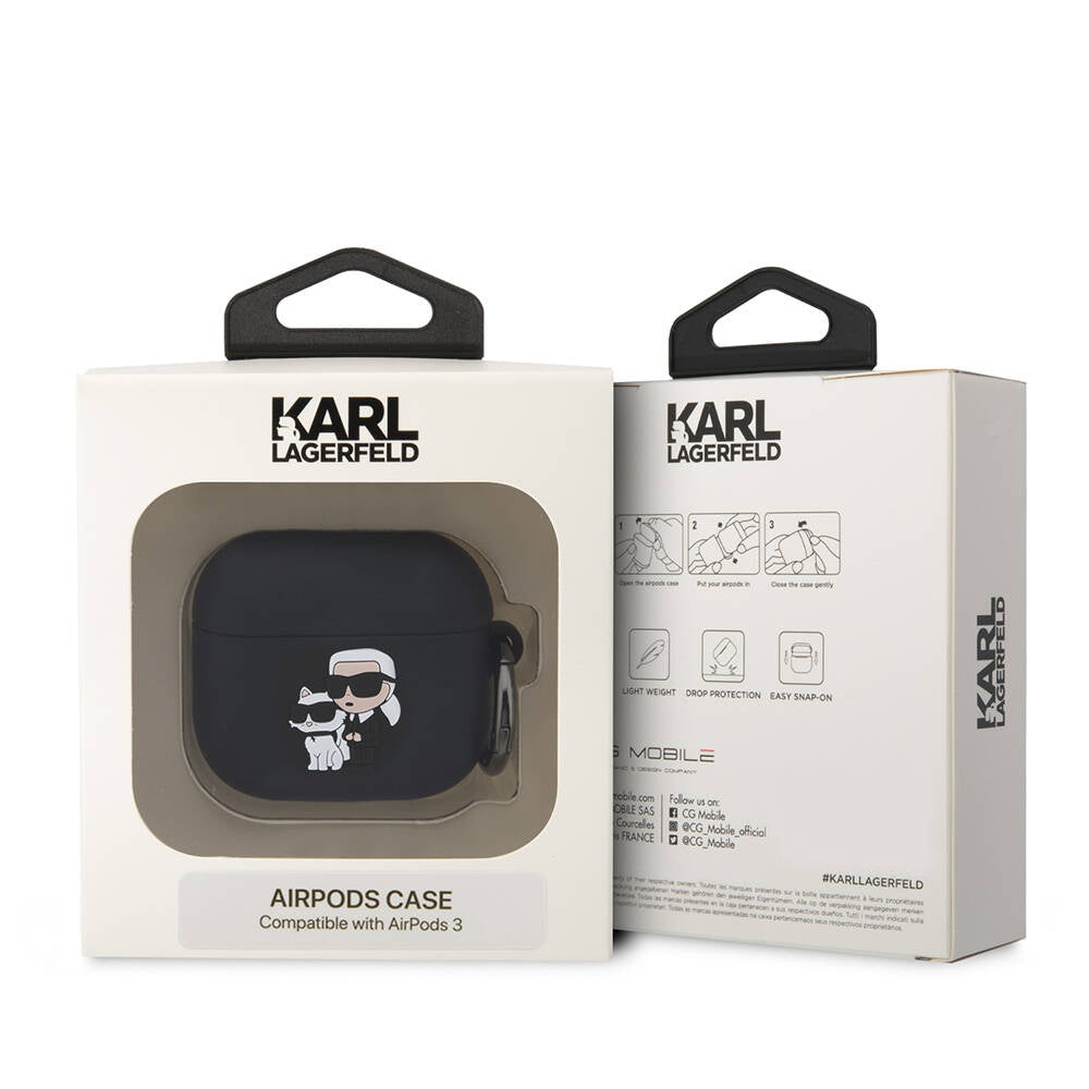 Airpods 3. Nesil Kılıf Karl Lagerfeld Orijinal Lisanslı Karl & Choupette 3D Silikon Kılıf