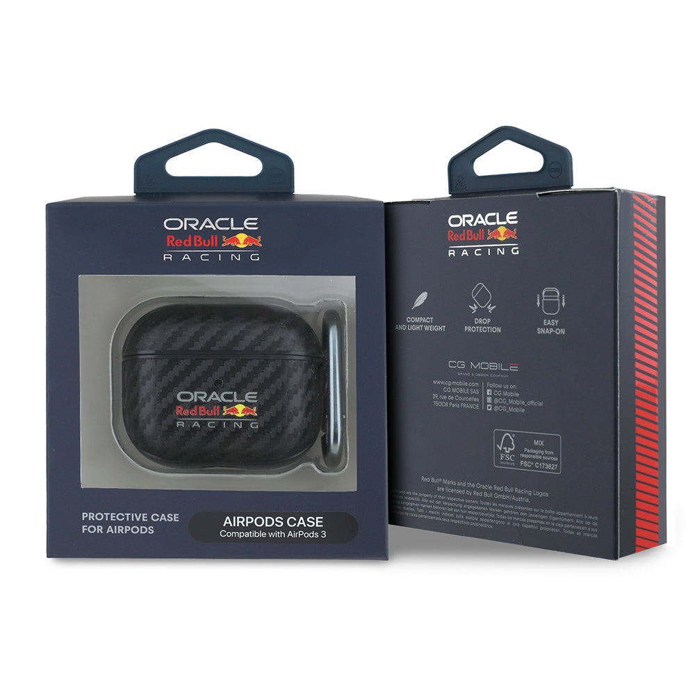 Airpods 3. Nesil Kılıf Redbull Orijinal Lisanslı PU Karbon Fiber Tasarımlı Askı Aparatlı Kılıf