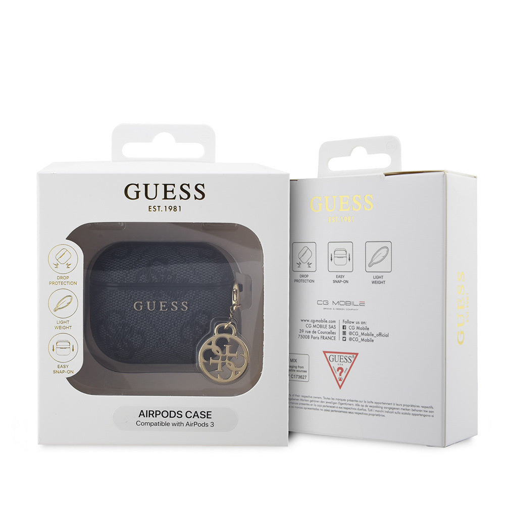 Airpods 3.Nesil Kılıf Guess Orijinal Lisanslı PU Deri 4G Desenli 4G Sade Askılı Kılıf