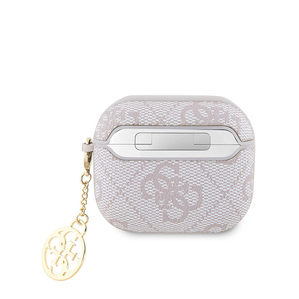 Airpods 3.Nesil Kılıf Guess Orijinal Lisanslı PU Deri 4G Desenli 4G Sade Askılı Kılıf