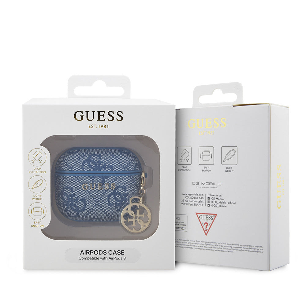 Airpods 3.Nesil Kılıf Guess Orijinal Lisanslı PU Deri 4G Desenli 4G Sade Askılı Kılıf