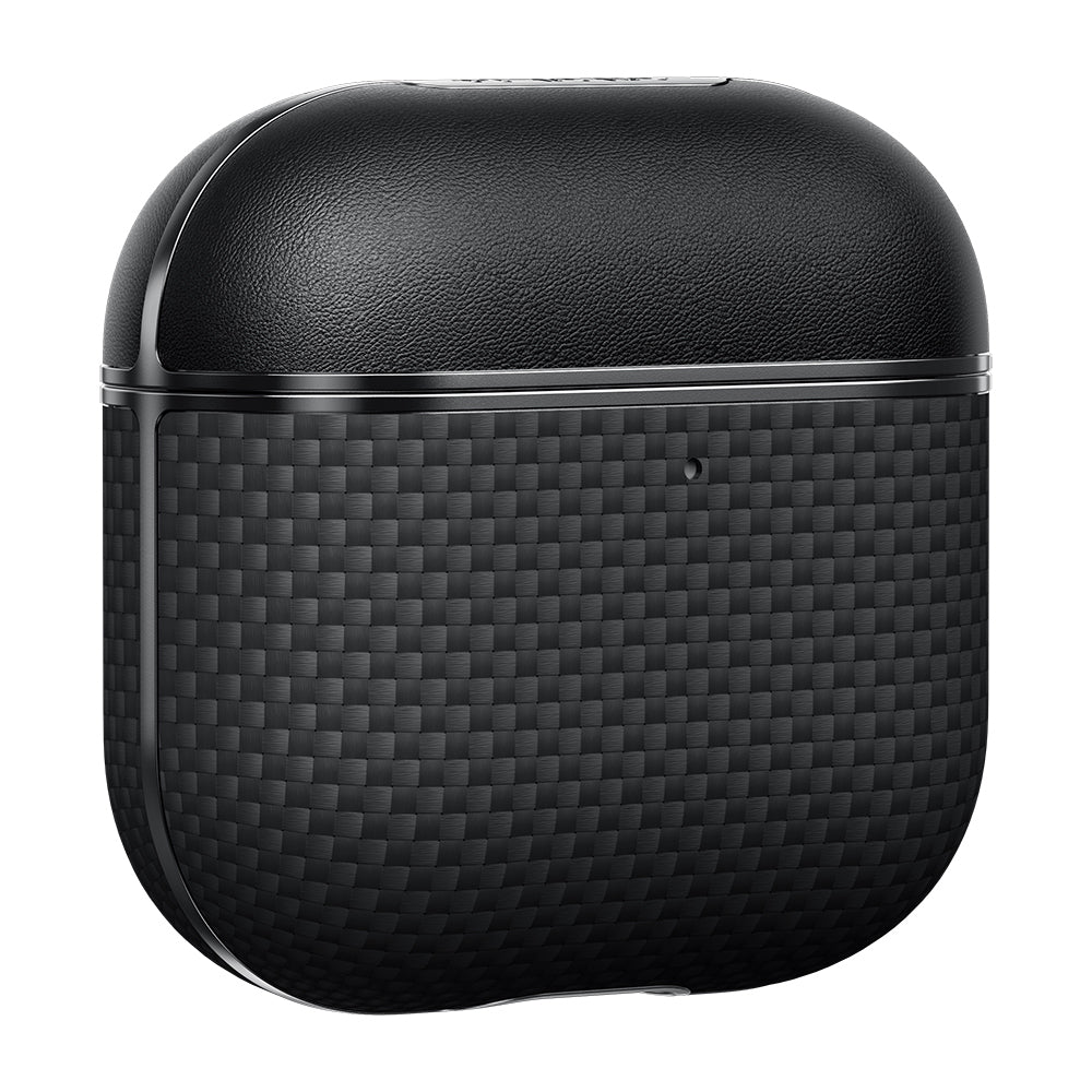 Airpods 4 Kılıf 1500D Aramid Fiber Pitaka Ultra-Slim Classic Serisi Black-Grey Twill Kılıf