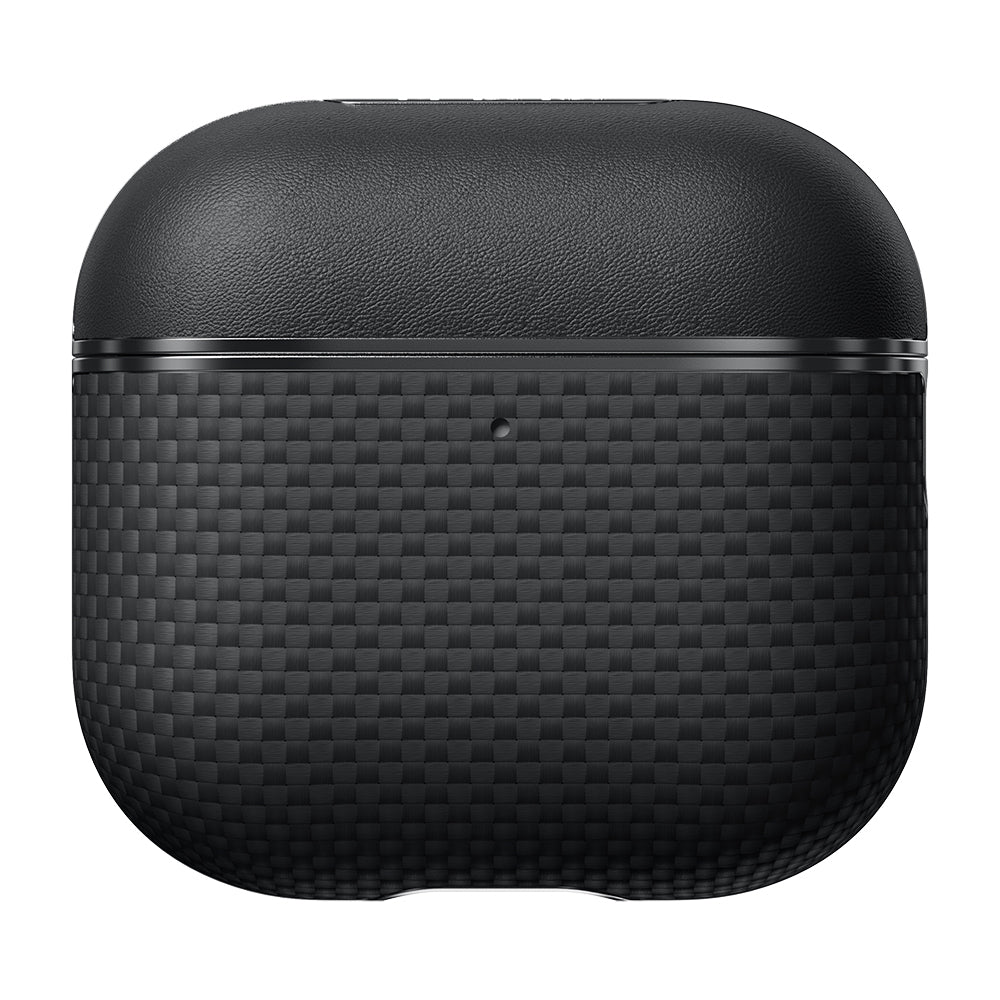 Airpods 4 Kılıf 1500D Aramid Fiber Pitaka Ultra-Slim Classic Serisi Black-Grey Twill Kılıf