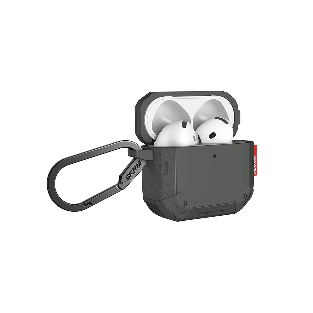 Airpods 4 Kılıf Airbagli Yivli Köşe Tasarımlı 360 Derece Tam Koruma Skinarma Mecha CE Kılıf