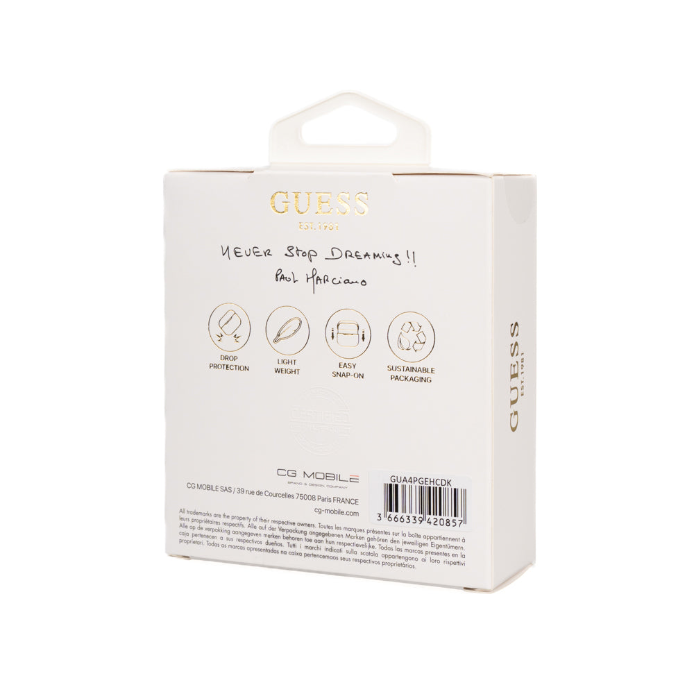 Airpods 4 Kılıf Guess Orijinal Lisanslı Glitter Elmas Kalp Süs Zincirli Kılıf