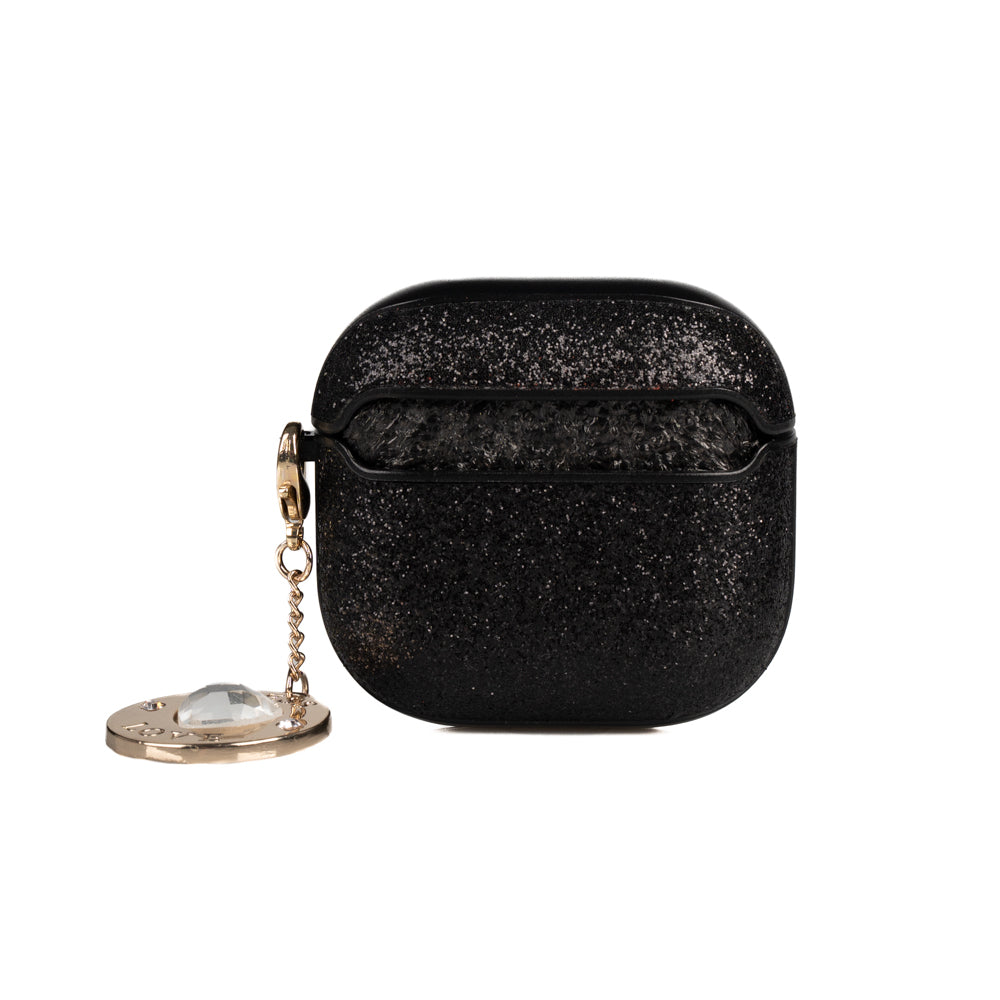 Airpods 4 Kılıf Guess Orijinal Lisanslı Glitter Elmas Kalp Süs Zincirli Kılıf