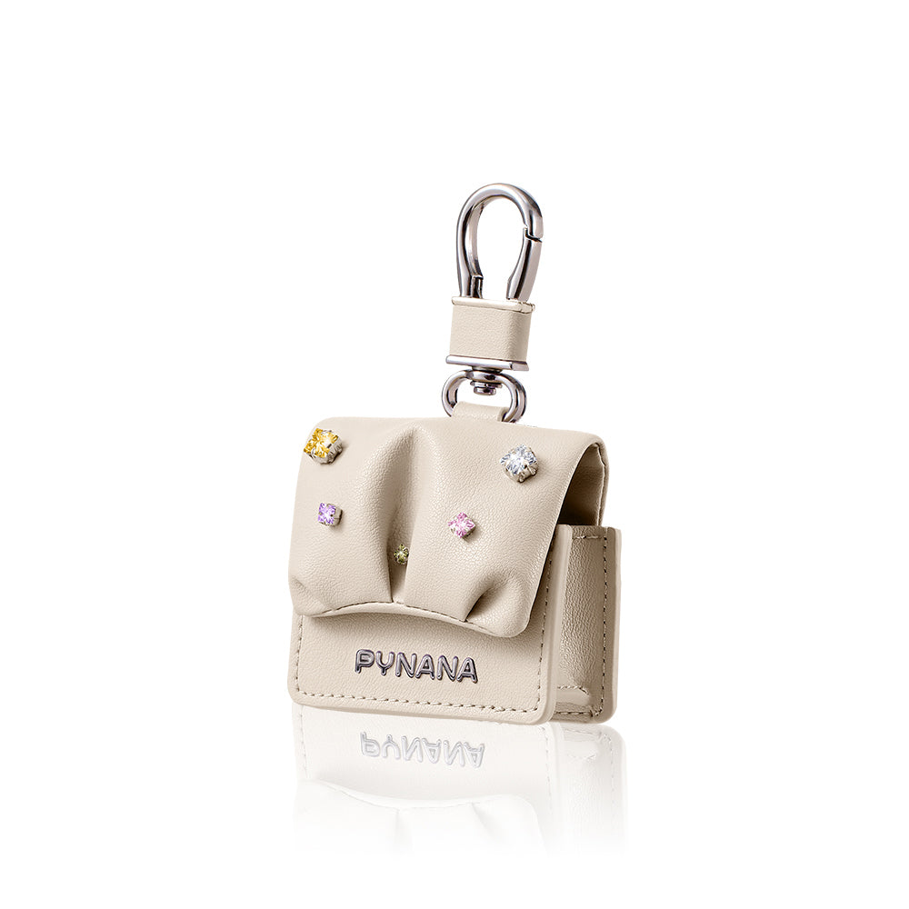 Airpods 4 Kılıf PU Deri Çanta Tasarımlı Taşlı Pynana Sugar Cube Serisi Kılıf