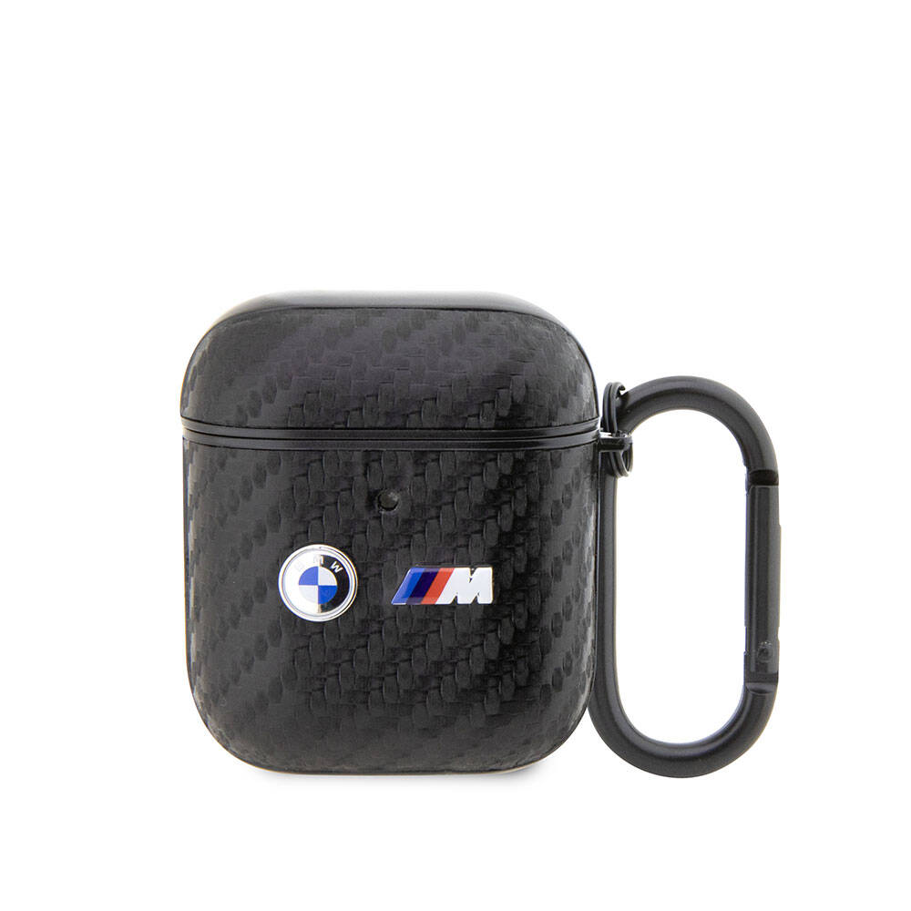 Airpods Kılıf BMW Orijinal Lisanslı PU Karbon Fiber Tasarımlı Çift Metal Logolu Kılıf