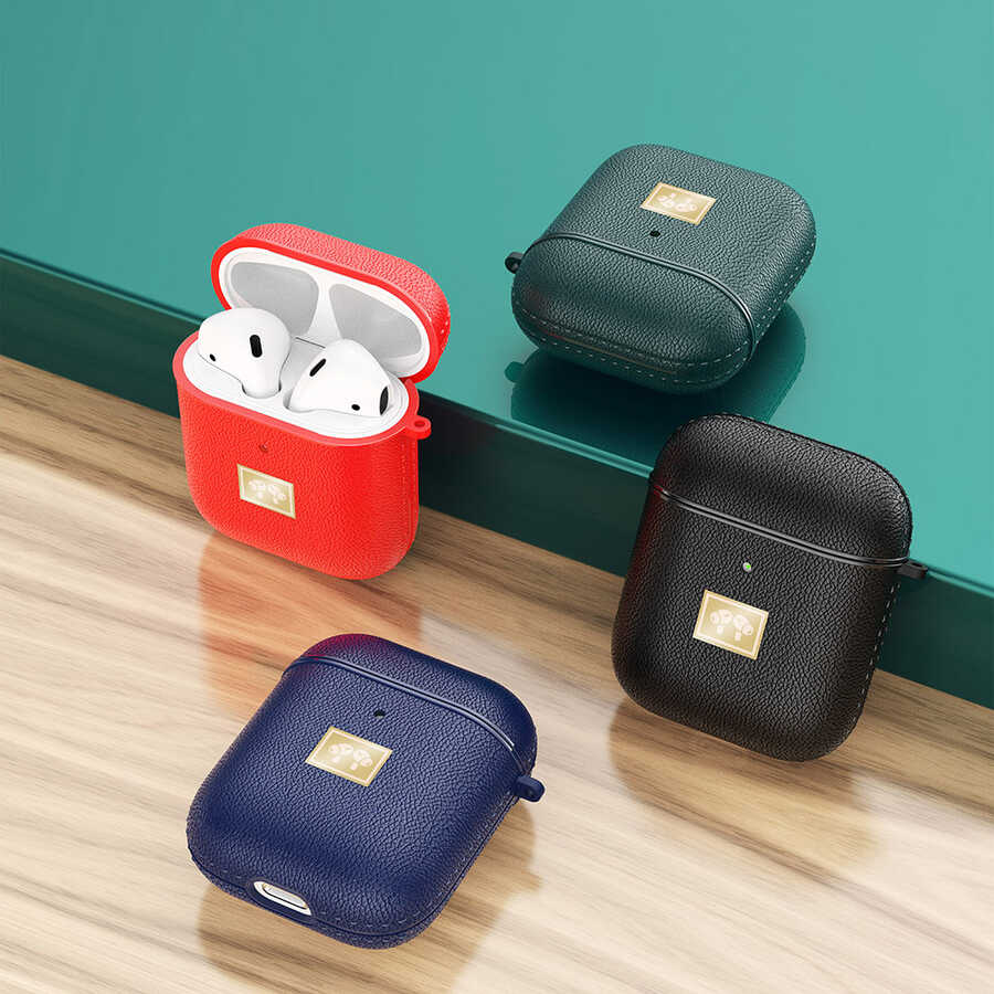 Airpods Kılıf Deri Görünümlü Askı Aparatlı Wlons Kılıf