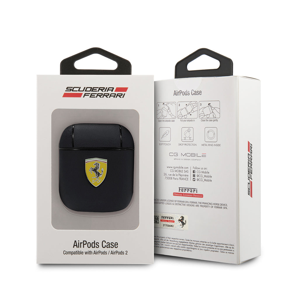 Airpods Kılıf Ferrari Orijinal Lisanslı PU Deri Metal Logolu SF Arka Yüzey Yazılı Kılıf