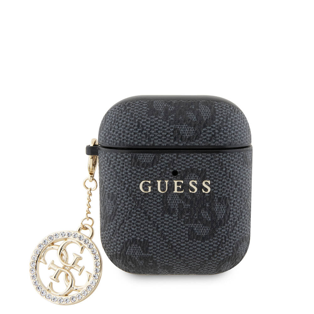 Airpods Kılıf Guess Orijinal Lisanslı 4G Desenli Taşlı 4G Süs Zincirli Kılıf