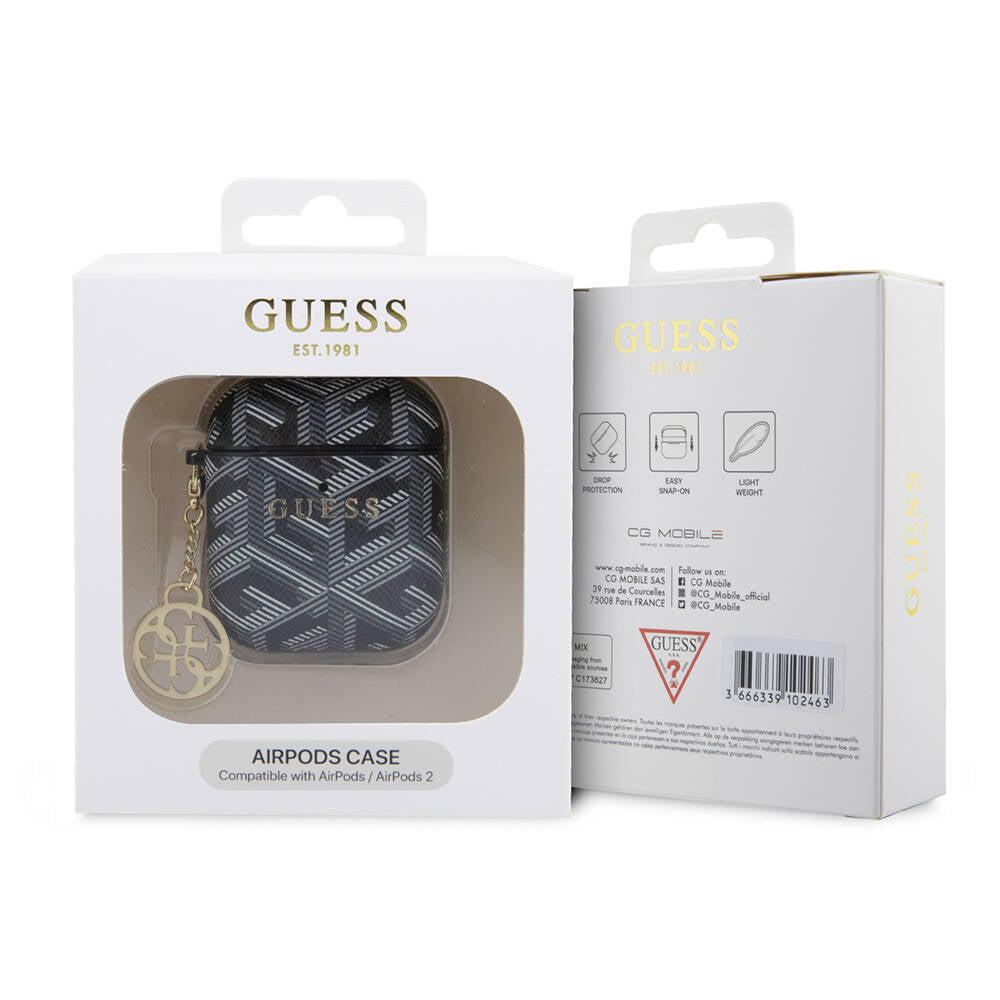 Airpods Kılıf Guess Orijinal Lisanslı G Cube Desenli 4G Süs Zincirli Kılıf