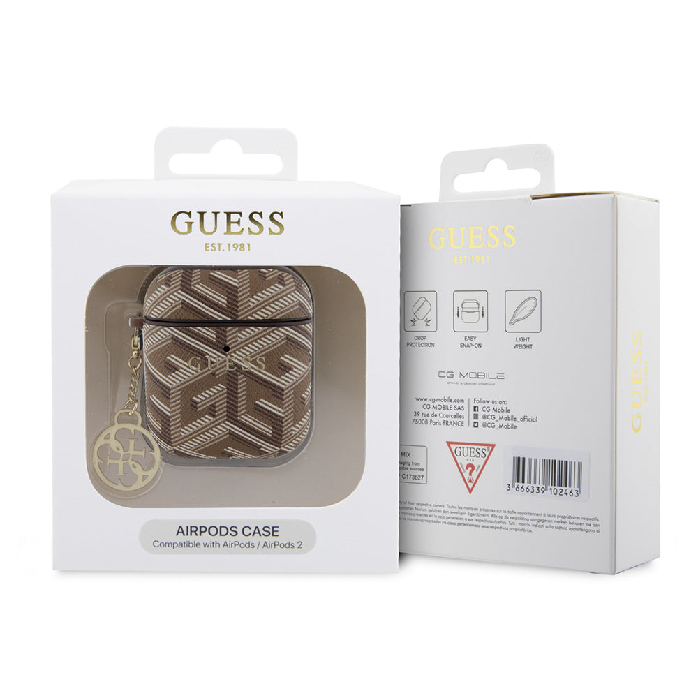 Airpods Kılıf Guess Orijinal Lisanslı G Cube Desenli 4G Süs Zincirli Kılıf