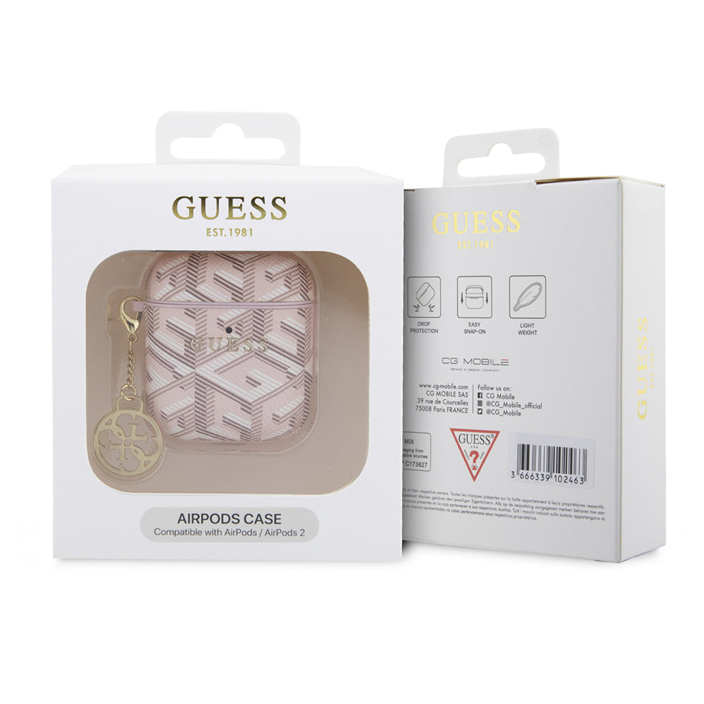 Airpods Kılıf Guess Orijinal Lisanslı G Cube Desenli 4G Süs Zincirli Kılıf