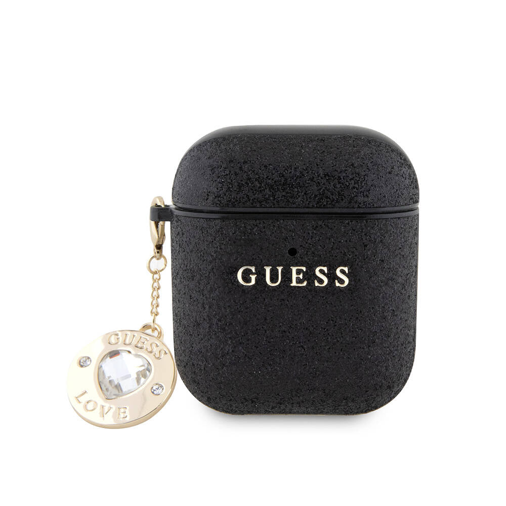 Airpods Kılıf Guess Orijinal Lisanslı Glitter Elmas Kalp Süs Zincirli Kılıf