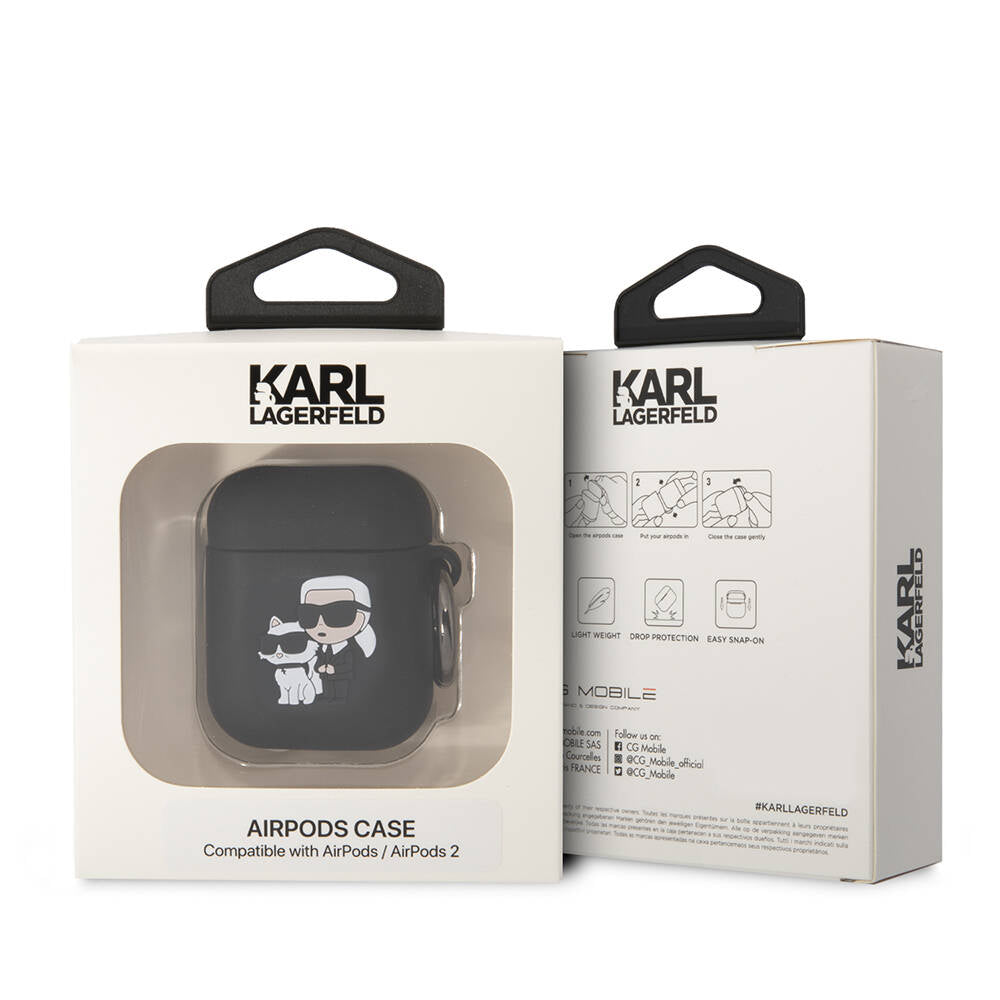 Airpods Kılıf Karl Lagerfeld Orijinal Lisanslı Karl & Choupette 3D Silikon Kılıf