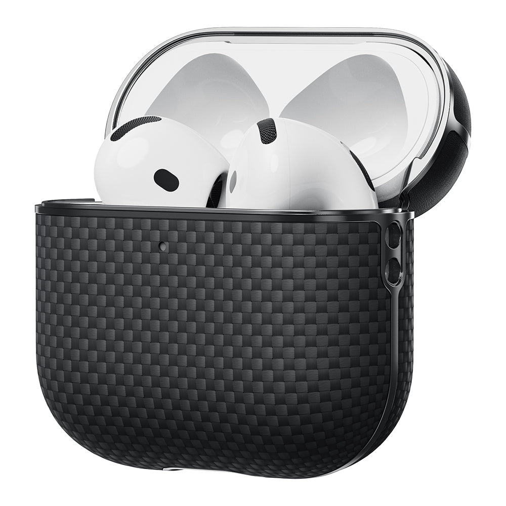 Airpods Pro 2 Kılıf 1500D Aramid Fiber Pitaka Ultra-Slim Classic Serisi Black-Grey Twill Kılıf