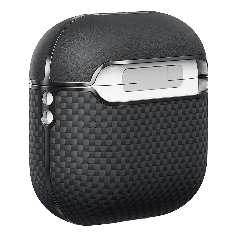 Airpods Pro 2 Kılıf 1500D Aramid Fiber Pitaka Ultra-Slim Classic Serisi Black-Grey Twill Kılıf