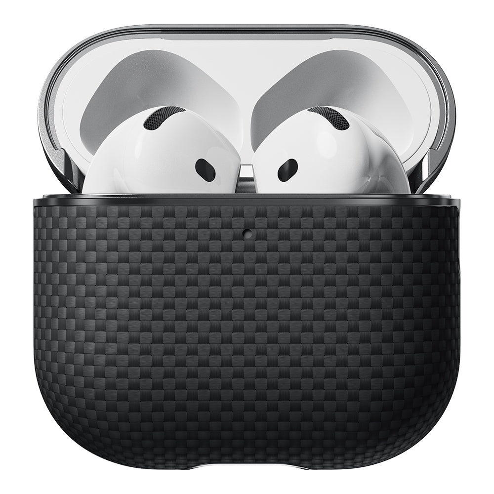 Airpods Pro 2 Kılıf 1500D Aramid Fiber Pitaka Ultra-Slim Classic Serisi Black-Grey Twill Kılıf