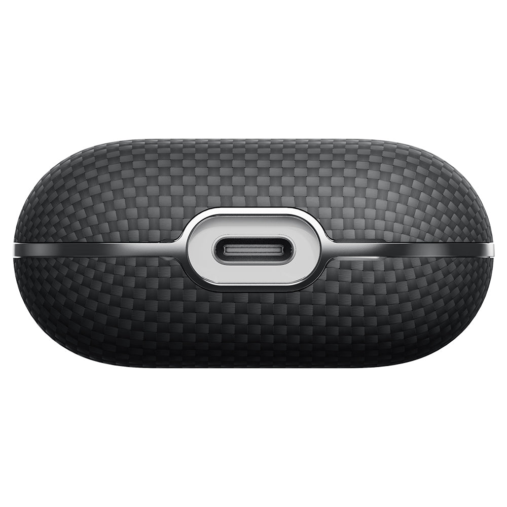 Airpods Pro 2 Kılıf 1500D Aramid Fiber Pitaka Ultra-Slim Classic Serisi Black-Grey Twill Kılıf