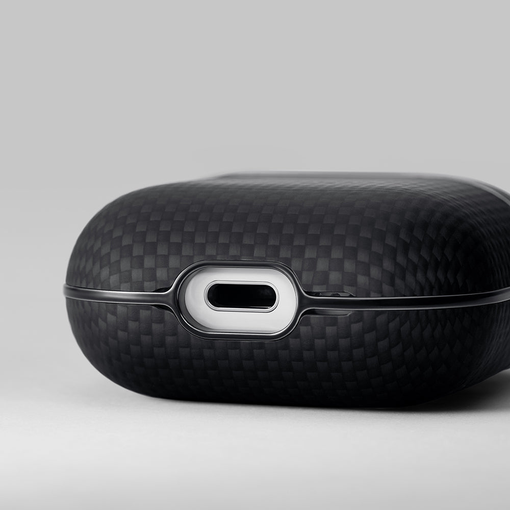 Airpods Pro 2 Kılıf 1500D Aramid Fiber Pitaka Ultra-Slim Classic Serisi Black-Grey Twill Kılıf