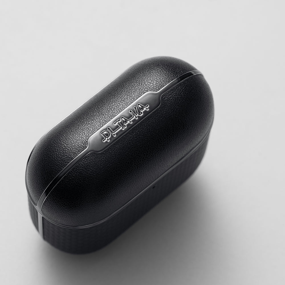 Airpods Pro 2 Kılıf 1500D Aramid Fiber Pitaka Ultra-Slim Classic Serisi Black-Grey Twill Kılıf