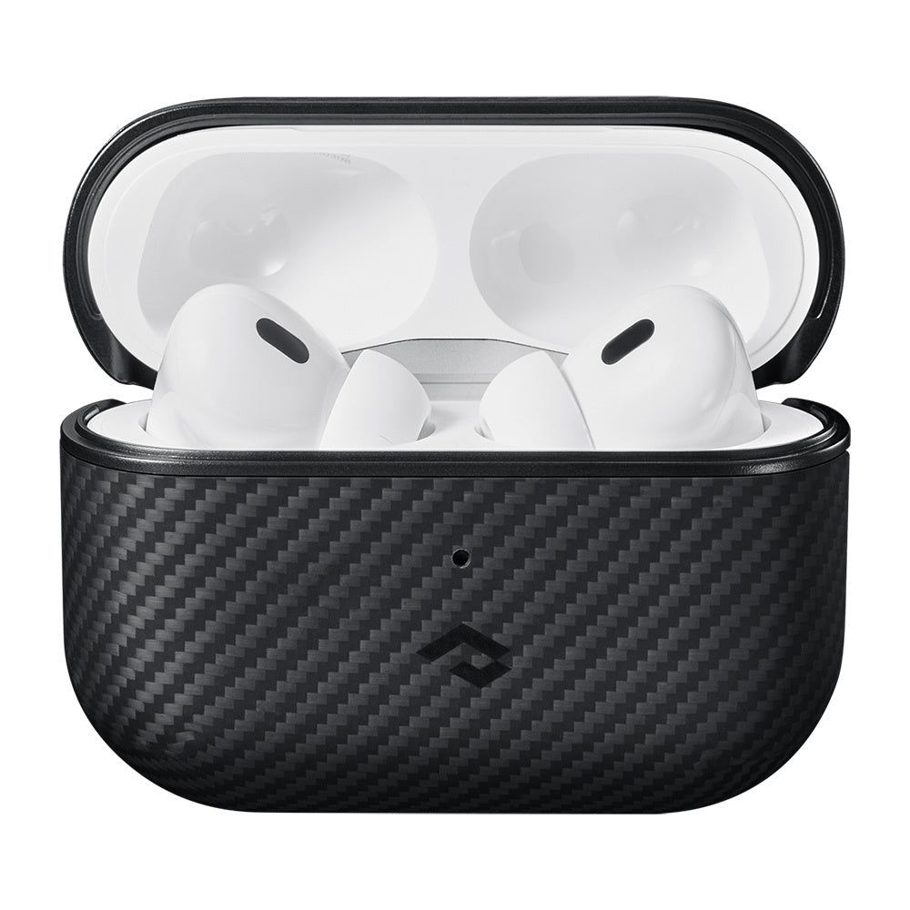 Airpods Pro 2 Kılıf 600D Aramid Fiber Pitaka Classic Serisi Black-Grey Twill Kılıf