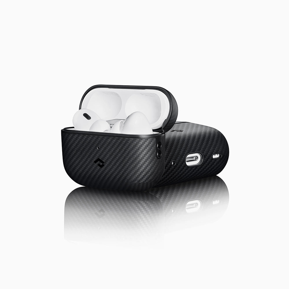 Airpods Pro 2 Kılıf 600D Aramid Fiber Pitaka Classic Serisi Black-Grey Twill Kılıf