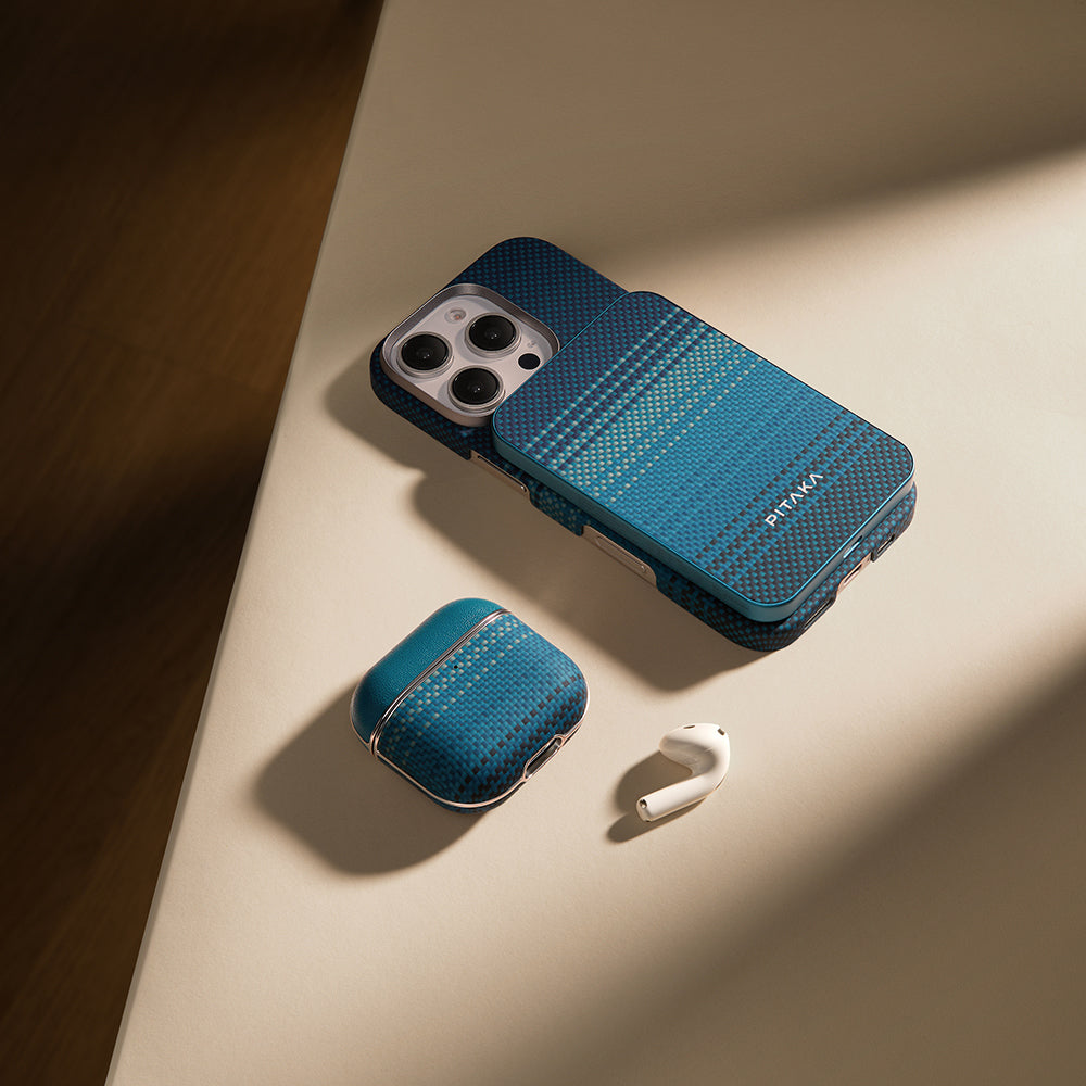 Airpods Pro 2 Kılıf Aramid Fiber Pitaka Tactile Woven Sunset-Moonrise Serisi Sunset Kılıf