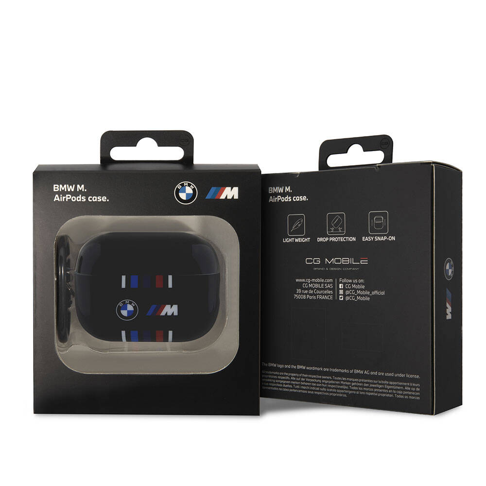 Airpods Pro 2 Kılıf BMW Orijinal Lisanslı Çoklu Renkli Çizgili Çift IMD Baskı Logolu Kılıf