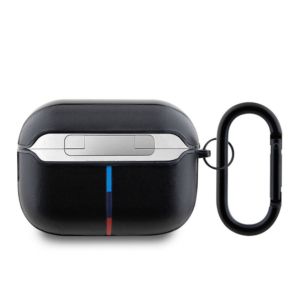 Airpods Pro 2 Kılıf BMW Orijinal Lisanslı PU Deri Tasarımlı 3 Renk Çizgili Çift Metal Logolu Kılıf