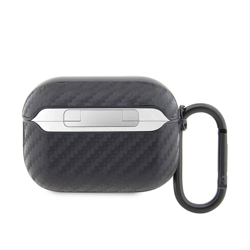 Airpods Pro 2 Kılıf BMW Orijinal Lisanslı PU Karbon Fiber Tasarımlı Çift Metal Logolu Kılıf