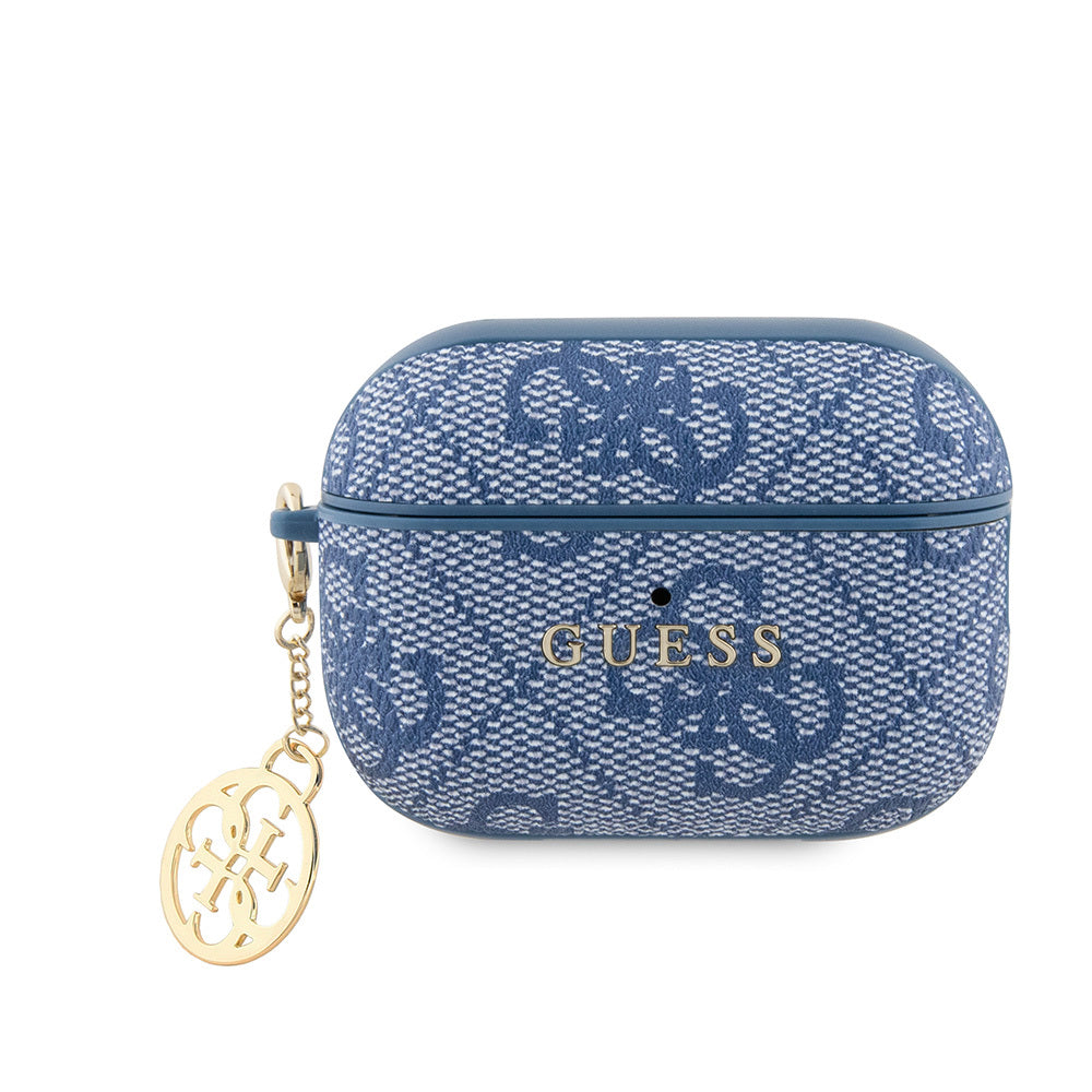 Airpods Pro 2 Kılıf Guess Orijinal Lisanslı 4G Desenli Metal Klasik Logolu 4G Charm PU Deri Kılıf