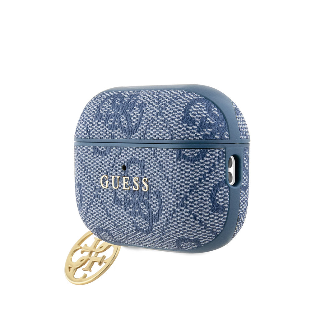 Airpods Pro 2 Kılıf Guess Orijinal Lisanslı 4G Desenli Metal Klasik Logolu 4G Charm PU Deri Kılıf