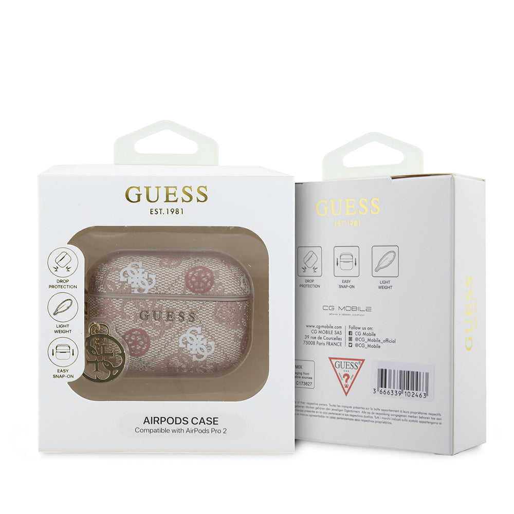 Airpods Pro 2 Kılıf Guess Orijinal Lisanslı 4G Desenli Yazı Logolu Peony Kılıf