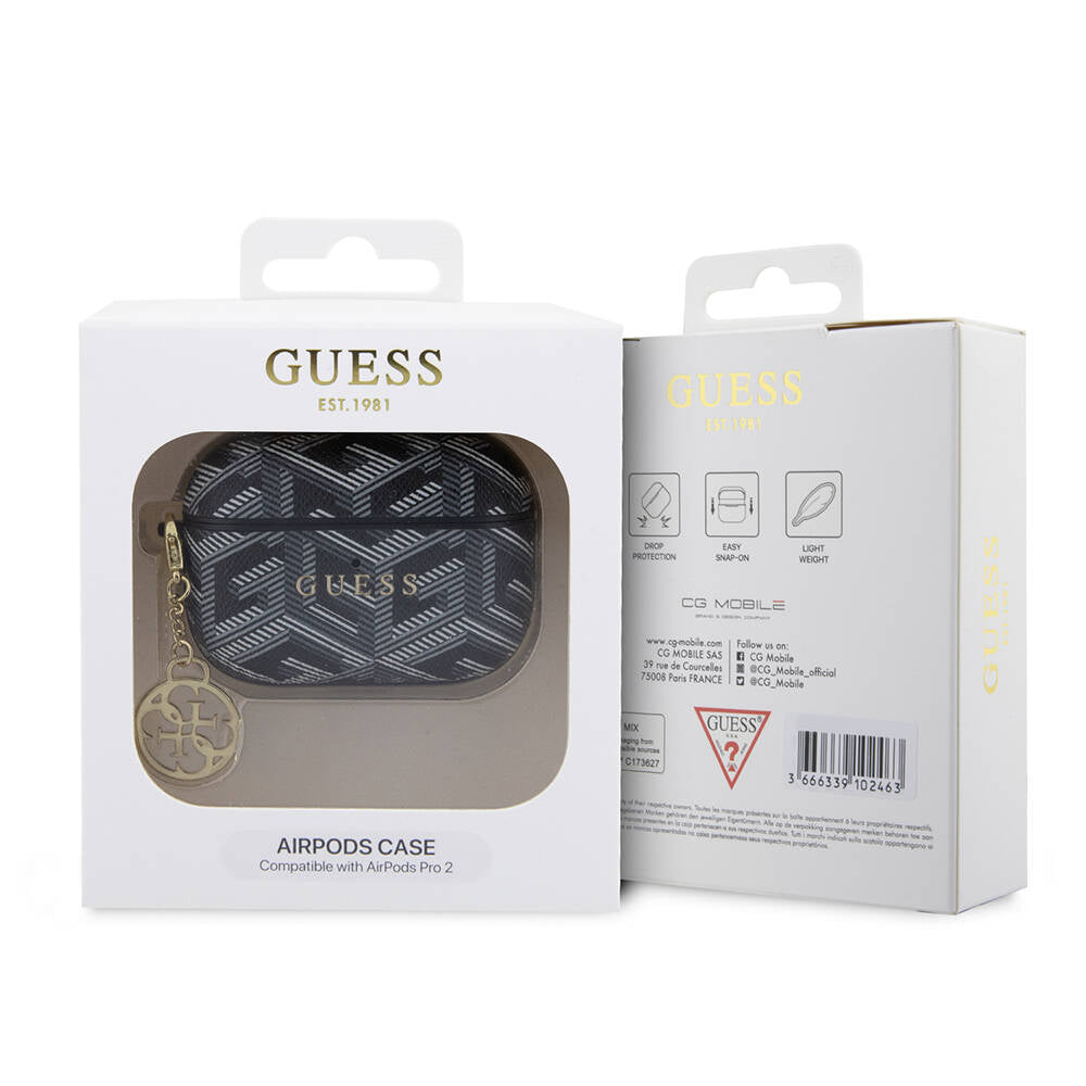 Airpods Pro 2 Kılıf Guess Orijinal Lisanslı G Cube Desenli 4G Süs Zincirli Kılıf