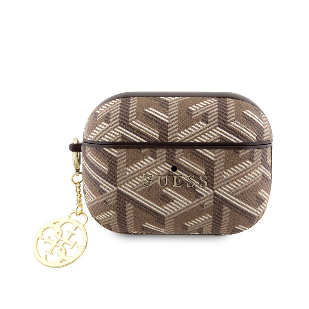 Airpods Pro 2 Kılıf Guess Orijinal Lisanslı G Cube Desenli 4G Süs Zincirli Kılıf