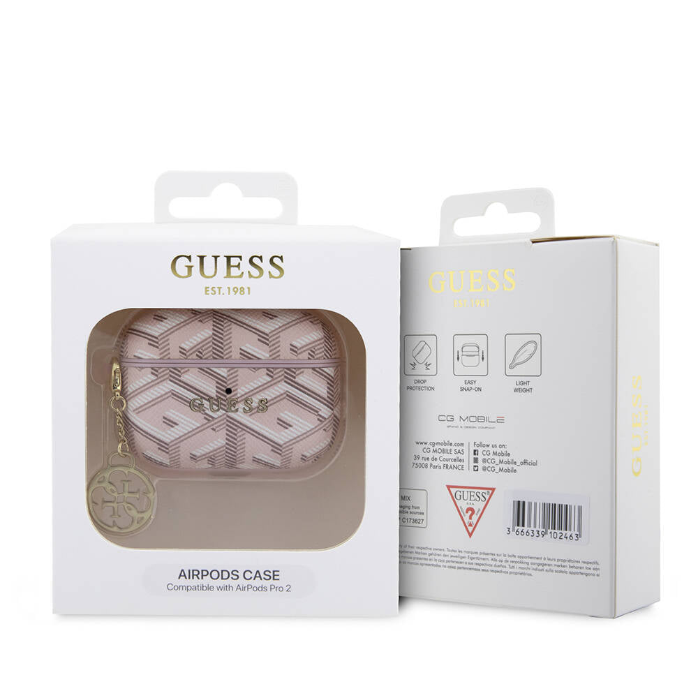 Airpods Pro 2 Kılıf Guess Orijinal Lisanslı G Cube Desenli 4G Süs Zincirli Kılıf