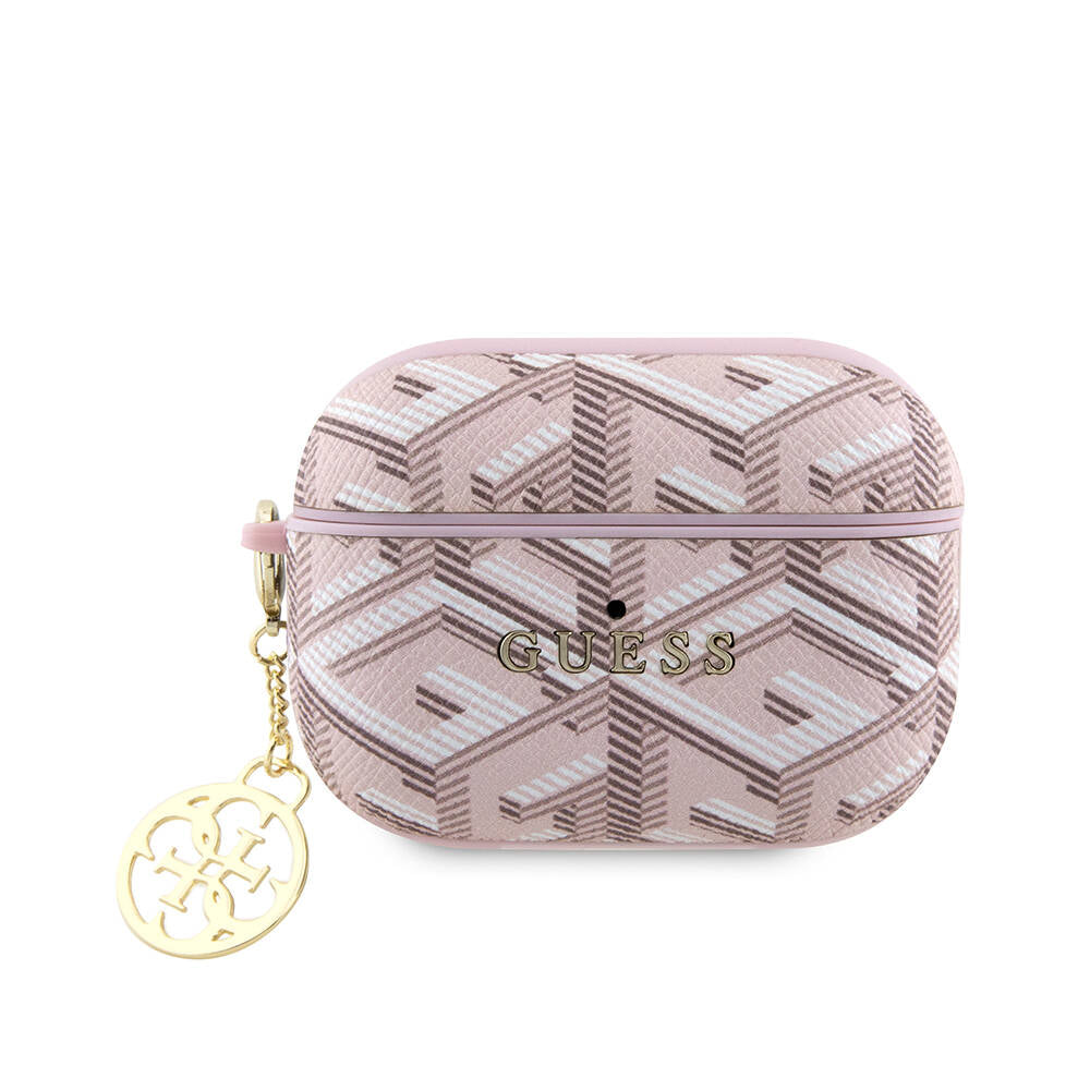 Airpods Pro 2 Kılıf Guess Orijinal Lisanslı G Cube Desenli 4G Süs Zincirli Kılıf